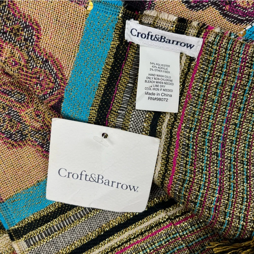 Croft & Barrow Embellished Fringed Scarf 27x70